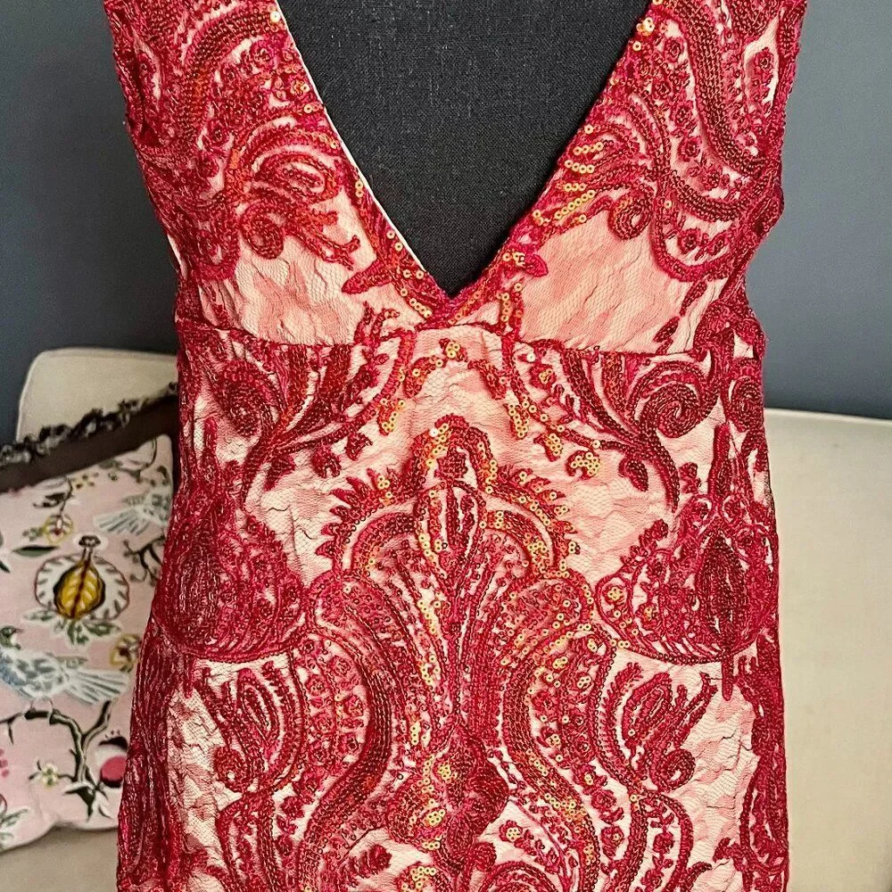 FREE PEOPLE - NIGHT SHIMMERS SEQUIN DRESS - SIZE 6 - Picture 4 of 9